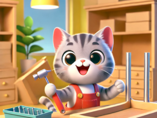 組み立て式の家具を組み立て