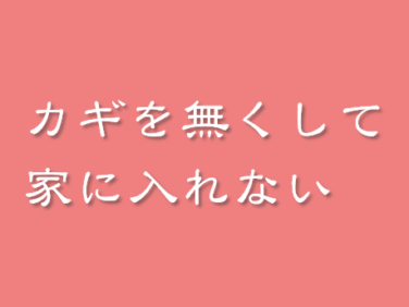 え! 家に入れない! 困った