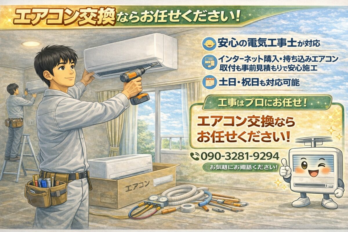 インターネット購入 持ち込み エアコン工事お任せください
